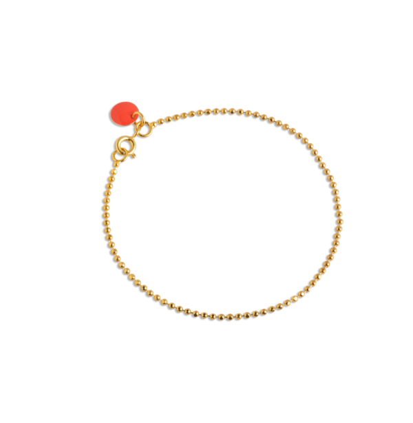 Ball Chain Coral Forgyldt Sølv Armbånd fra Enamel med Emalje