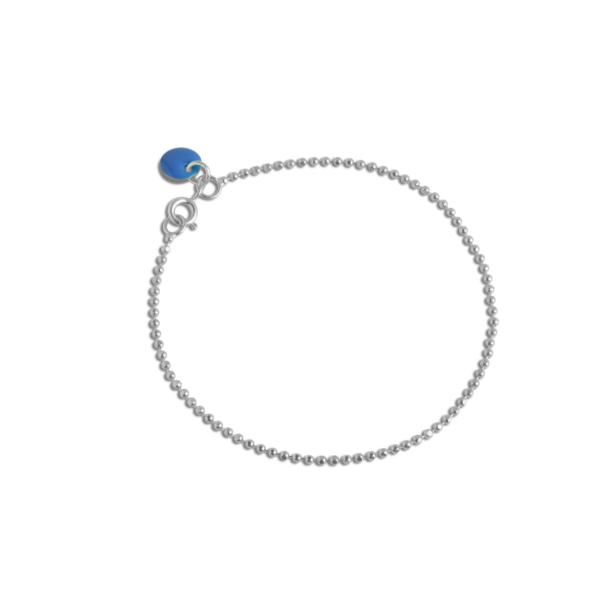 Ball Chain Cornflower Sterling Sølv Armbånd fra Enamel med Emalje