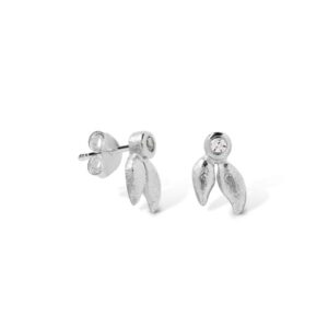 Blossom Copenhagen Forrest øreringe i sølv med cubic zirkonia blade