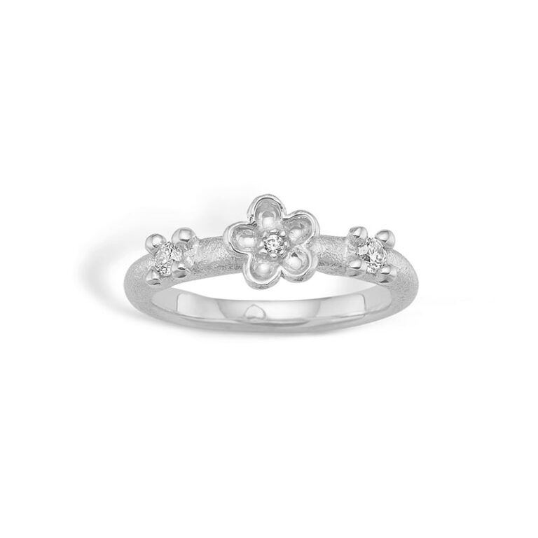 Blossom Copenhagen ring i sølv med blomster og cz