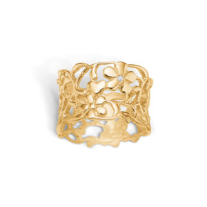 Blossom ring i 14 kt guld med en diamant -blank