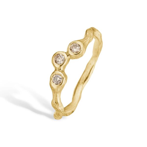 By Birdie Zenith Triple 14 Karat Guld Ring med Diamanter 0,15 Carat