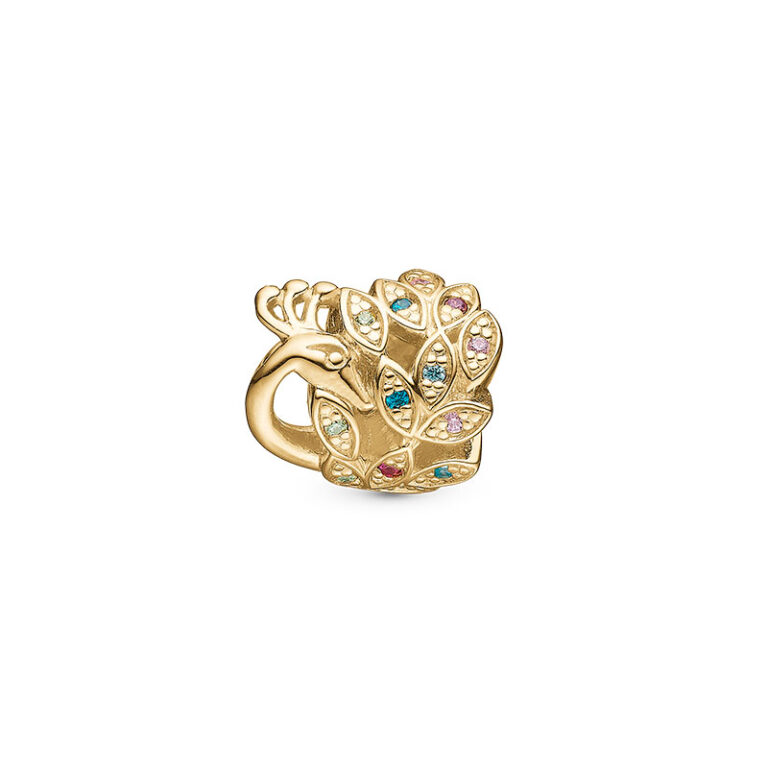 Christina Jewelry Peacock forgyldt charm til sølv armbånd