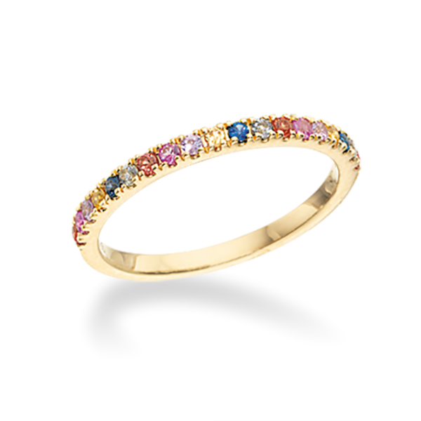 Dazzling 14 Karat Guld Ring fra Scrouples med Rainbow Safir