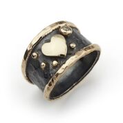 Empire Slim Heart Sterling Sølv Ring fra Birdie med 14 Karat Guld Og 0,03 Carat Diamant