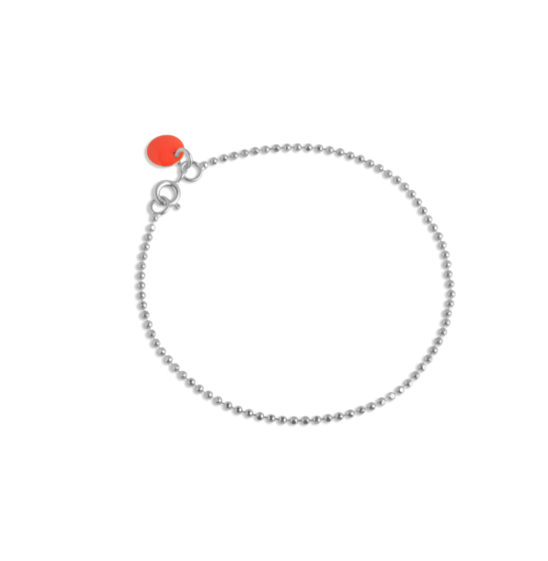 Enamel Ball Chain Coral Armbånd i Sterling Sølv med Emalje