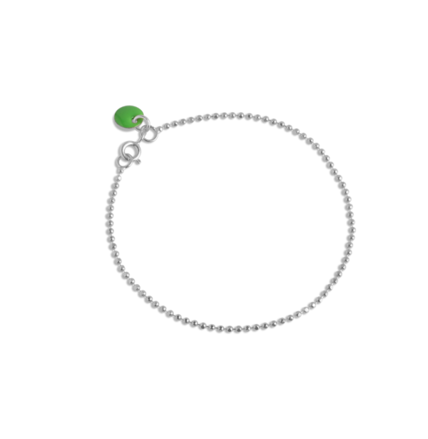 Enamel Ball Chain Green Sterling Sølv Armbånd med Emalje