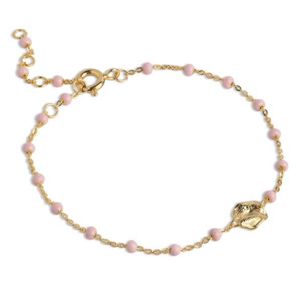 Enamel Lola Light Pink Forgyldt Sølv Armbånd B116GM