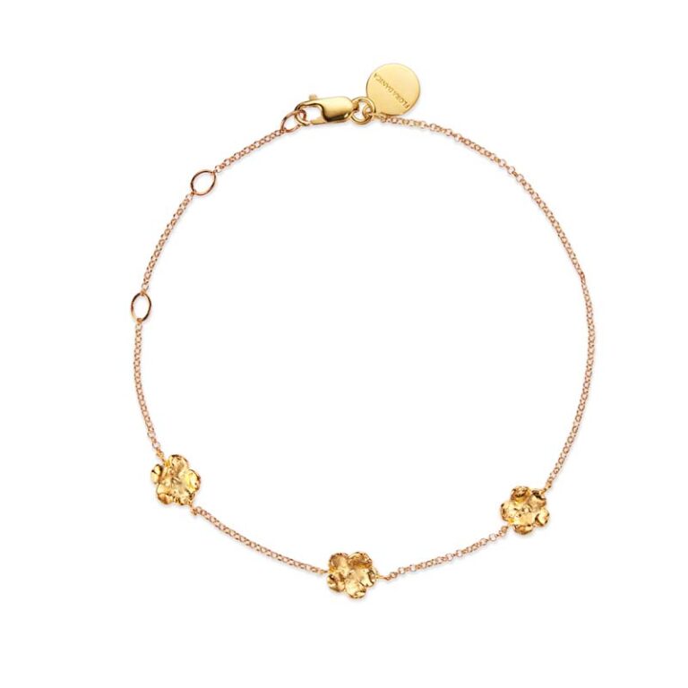Flora Danica Forglemmigej armbånd i guldbelagt sølv