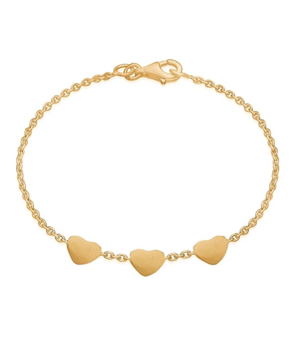 Frk Lisberg 3love Heart Forgyldt Sølv Armbånd 6550-FG-3