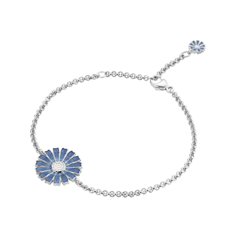Georg Jensen Daisy armbånd i sølv med blå emalje Ø15 mm
