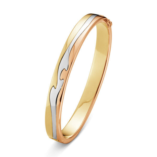 Georg Jensen Fusion armring 1637 i rødguld, hvidguld og rosaguld