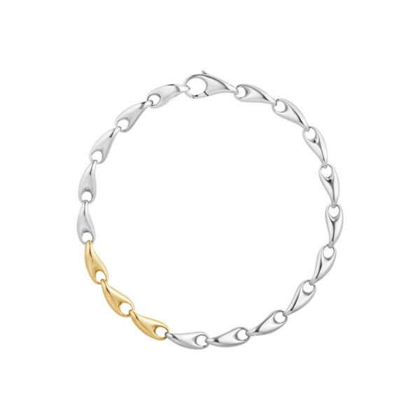 Georg Jensen Reflect Slim Link 652A armbånd i sølv og 18 kt guld