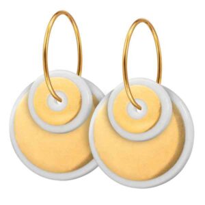 Halo Duo Golden Forgyldt Sølv Øreringe fra Scherning med Porcelæn