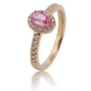 Henrik Ørsnes Design Ring i 14 Karat Guld med Pink Safir og Diamanter 0,023 Carat W/SI