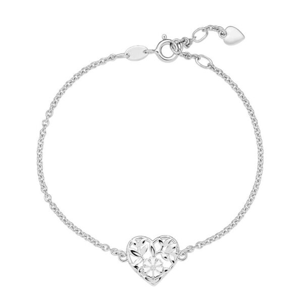 Lund Copenhagen Marguerit armbånd med hjerte i sølv