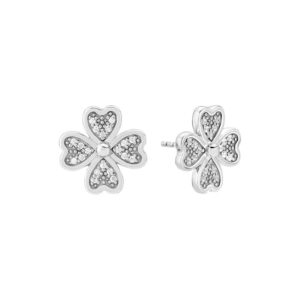 Lund Copenhagen firkløver øreringe i sølv med cubic zirkonia -12 mm