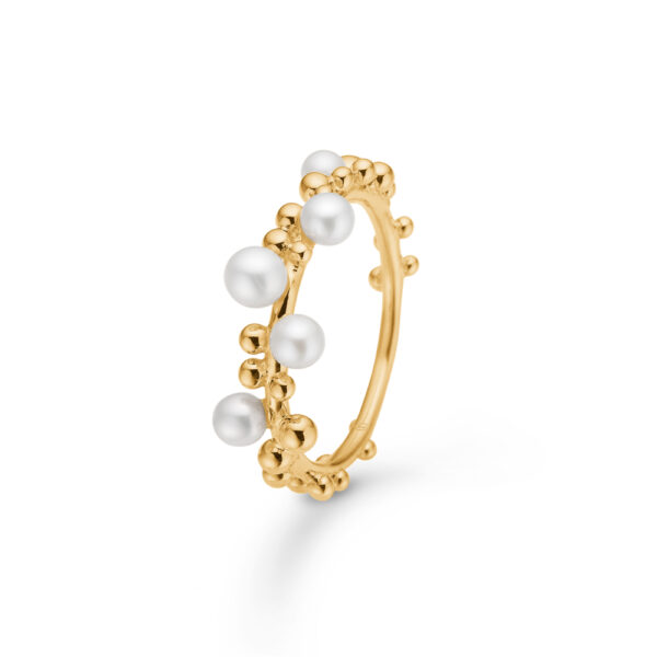 Mads Z Bubbles nÂ´ Pearls ring i 14 karat guld med perle