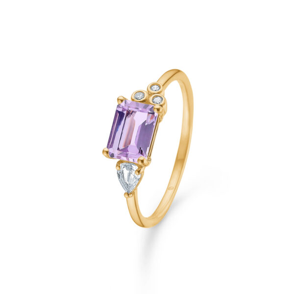 Mads Z Lavender Triology 14kt. guld ring med ametyst og diamanter