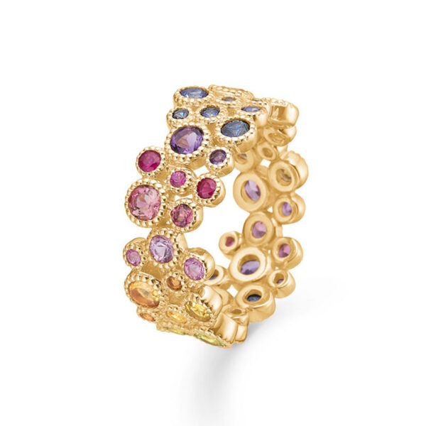 Mads Z Luxury Rainbow ring i 14 kt. guld med ægte sten, stor