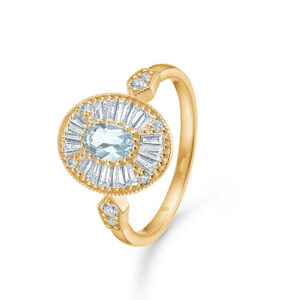 Mads Z Monaco 14 kt. guld ring med Aquamatin og diamant 0,586 ct