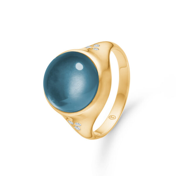 Mads Z Pantheon ring i 14 kt. guld med brillant og London Blue Topas