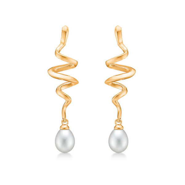 Mads Z Swirl Pearl øreringe i 14 kt guld