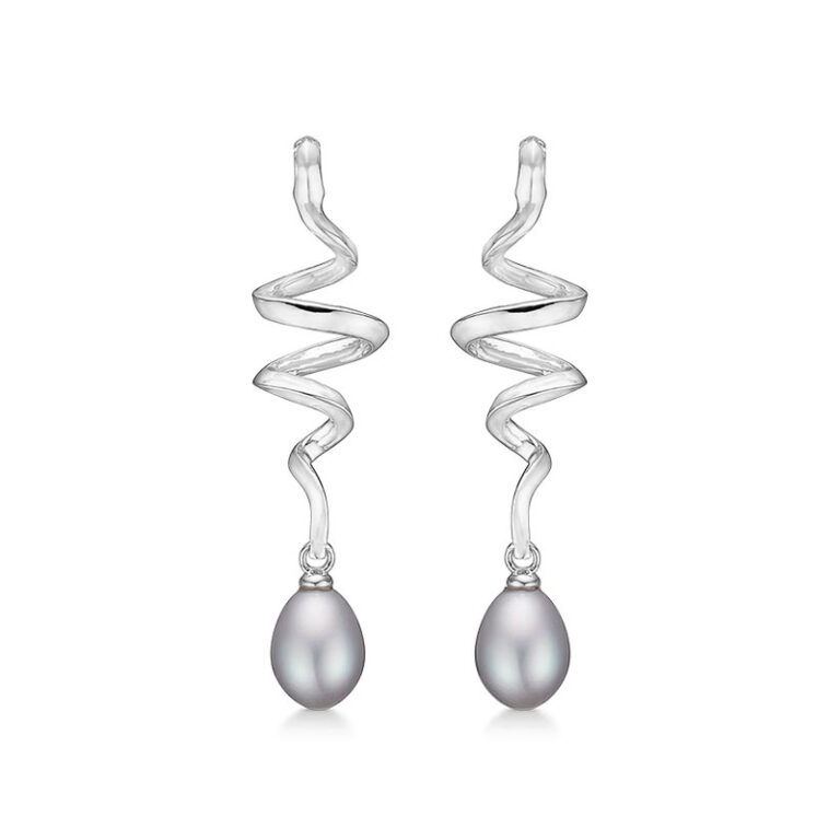 Mads Z Swirl øreringe i sølv med grå perle