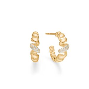 Mads Z Swirl with Diamond øreringe i 14 kt guld med diamanter