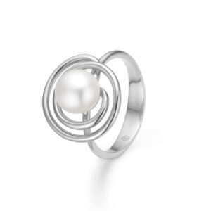 Mads Z Swirl with Pearl ring i sølv med kulturperle