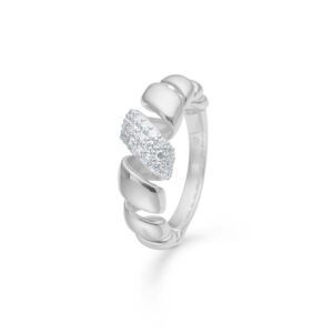 Mads Z Swirl with Topaz ring i sølv med hvid topas