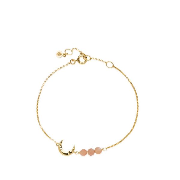 Mie Moltke The Moon Forgyldt Sølv Armbånd fra Izabel Camille med Peach Månesten