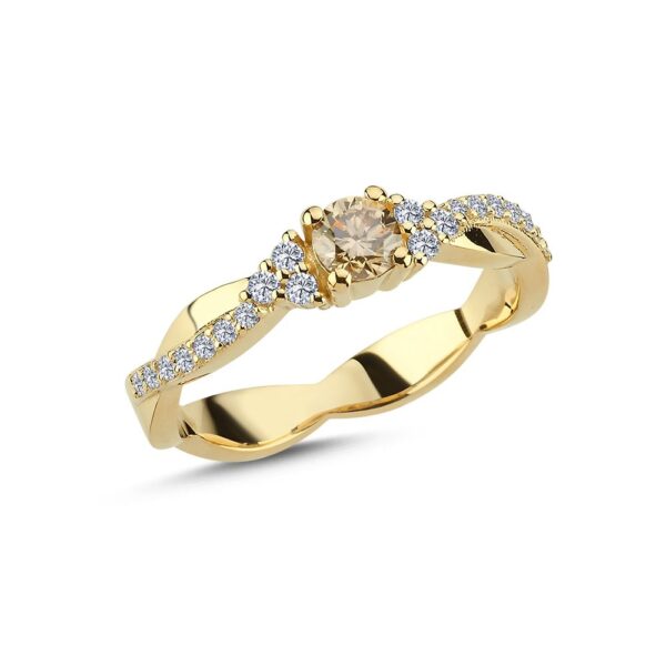 Nuran Champagne 14 Karat Guld Ring med Brillanter 0,41 Carat W/SI