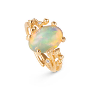 OLE LYNGGAARD BoHo 18 kt. guld ring med Opal og 3 brillanter