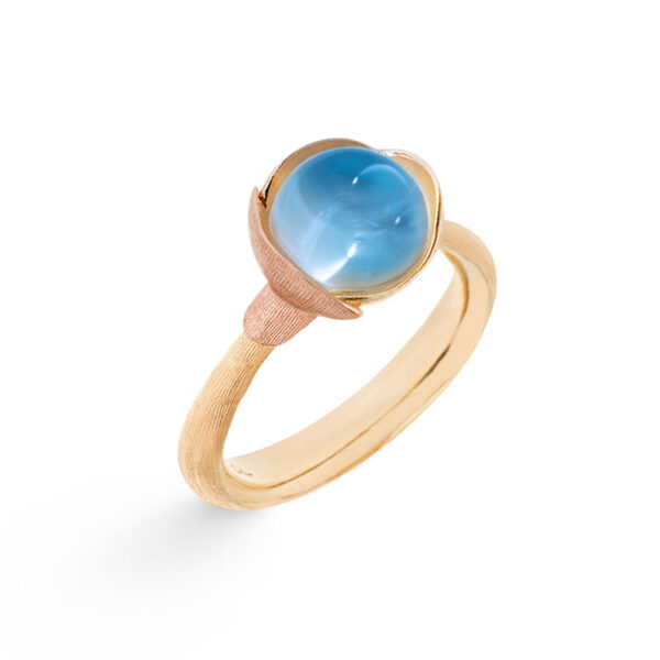 OLE LYNGGAARD Lotus 1, 18 kt. guld ring med skye blue topas