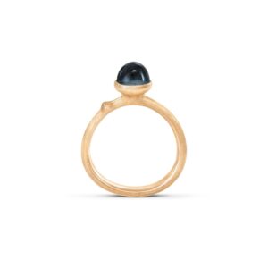 OLE LYNGGAARD Lotus ring i 18 kt. guld med blå topas Str. 0 - tiny