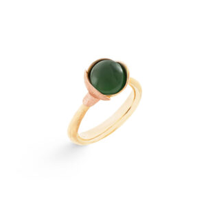 Ole Lynggaard Ring Lotus str. 1 - 18 karat rødguld - blade rosaguld og med serpentin cabochon