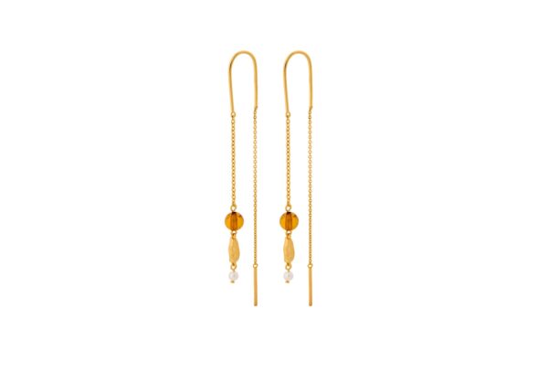 Pernille Corydon Amber Glow Earrings Forgyldt Sølv Øreringe med Rav