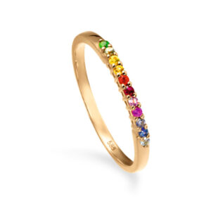 Rainbow ring i 14 kt. guld med mix ædelsten