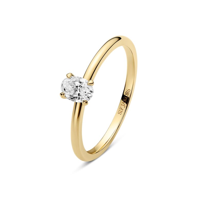 Ring Grace Ovale Solitaire - 14 kt. guld el. hvidguld 0.30-3.0 ct TW G-H VS lab-grown diamant.