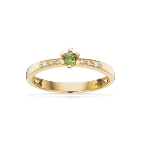 Scrouples Vida Darling 8 Karat Guld Ring med Peridot og Brillanter 0,04 Carat H-W/P