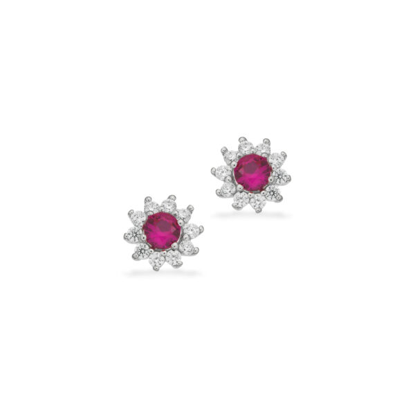 Scrouples øreringe roset rød/hvid med cubic zirkonia i sølv