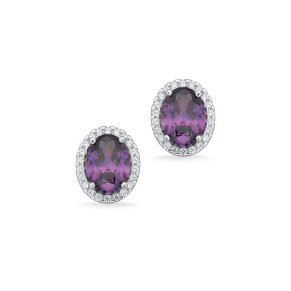 Scrouples øreringe syntetisk ametyst med cubic zirkonia i sølv