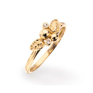 Scrouples ring i 8 kt guld med blomst og cubic zirkonia