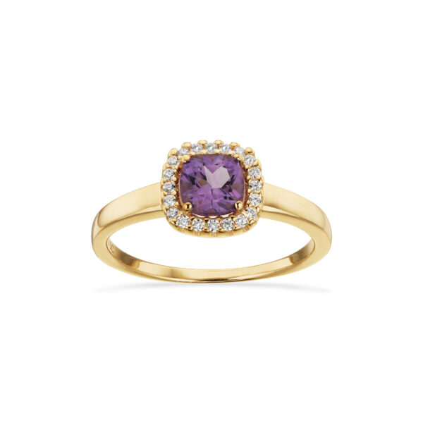 Scrouples ring roset ametyst og cubic zirkonia i 8 kt guld