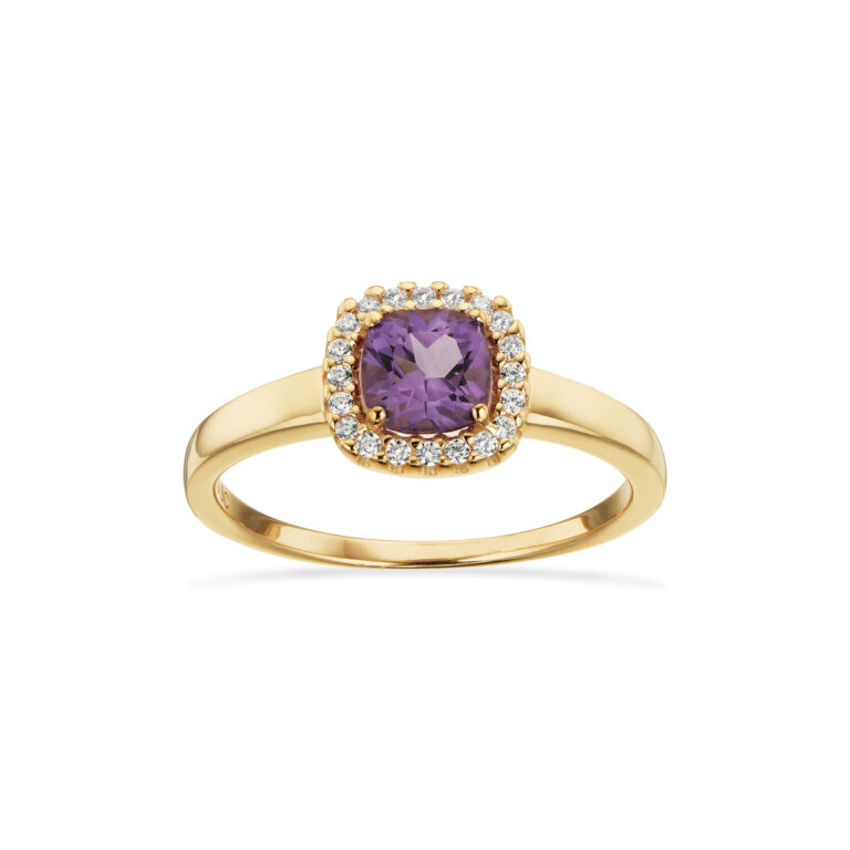 Scrouples ring roset ametyst og cubic zirkonia i 8 kt guld