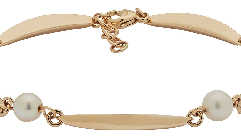Siersbøl Banan & Perle armbånd 8 kt guld, 18+2 cm