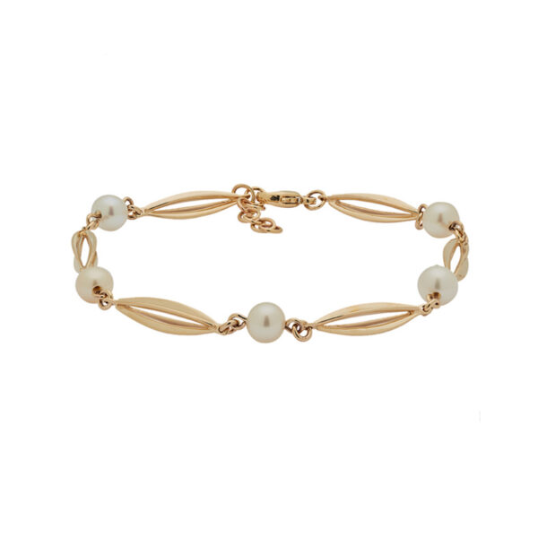 Siersbøl Bur & Perle armbånd 8 kt guld, 18+2 cm