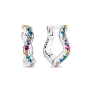 Sif Jakobs Ellera Waves Medio øreringe i sølv med multifarvede cubic zirkonia