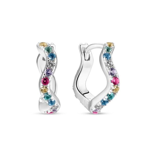 Sif Jakobs Ellera Waves Medio øreringe i sølv med multifarvede cubic zirkonia
